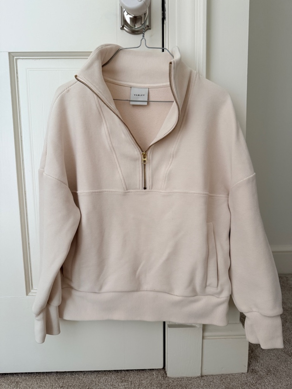 Varley Cream Half-Zip Sweatshirt